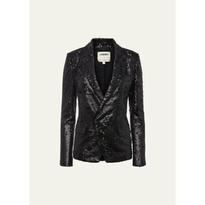 L'Agence Kenzie Sequined Double-Breasted Blazer Size